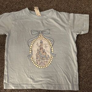 Light Blue Disney Castle Graphic Kids T-Shirt